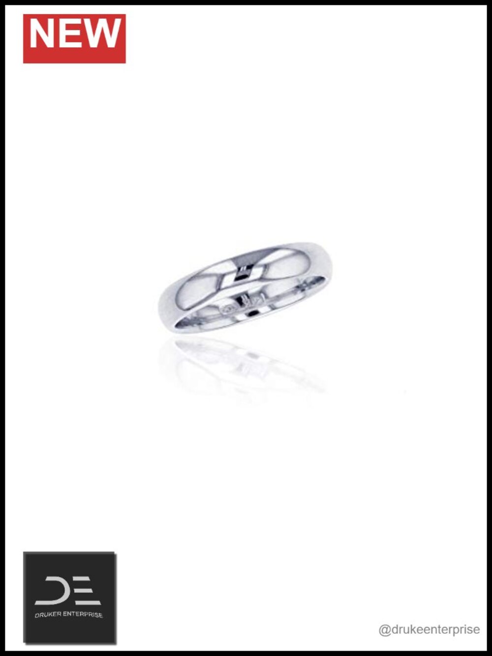 Solid 10K White Gold 4mm Polished Plain Wedding Band